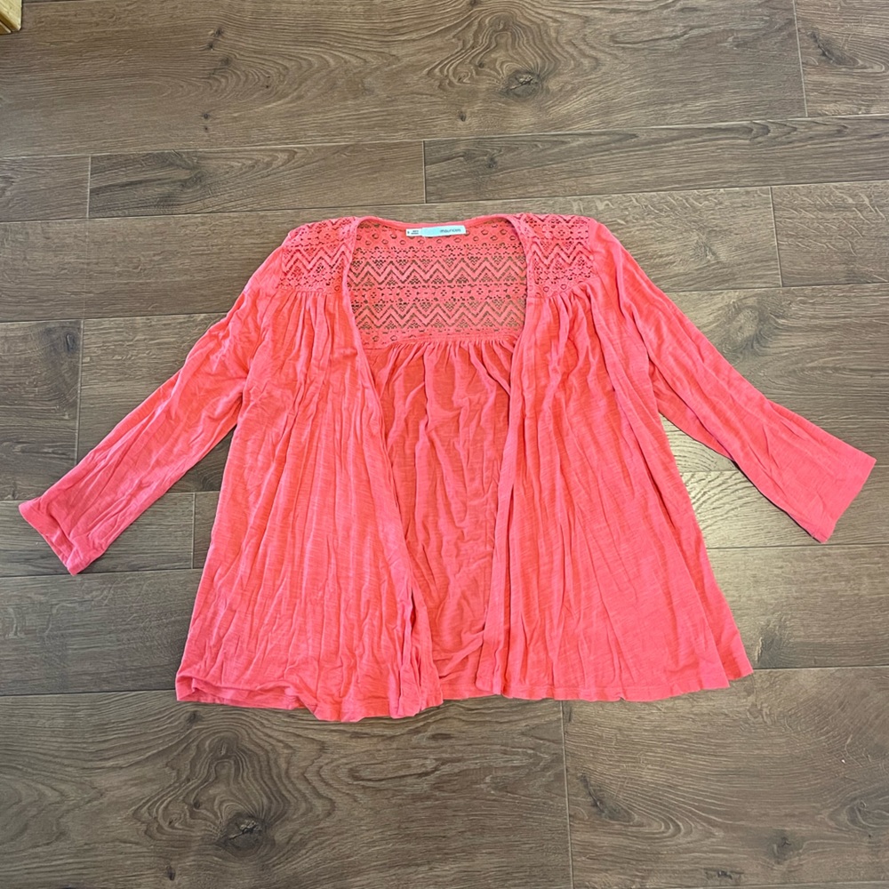 Maurices 3/4 Coral Cardigan: Size Small